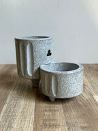Grey Dual Well modernist ikebana vase